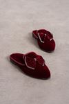 Fiyyo Bordo Kenarı Taş Şerit Fiyonklu  Elegant Ev Terliği  
