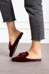 Fiyyo Bordo Kenarı Taş Şerit Fiyonklu  Elegant Ev Terliği  