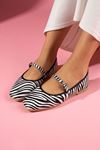 Belton Zebra Desenli Tokalı Kemer Bantlı Babet