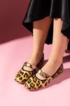 Stamp Leopar İnci ve Mühür Aksesuar Bantlı Babet
