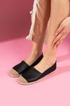 Espino Siyah Naturel Cilt Hasır Sarma Thermo Tabanlı Espadril Babet