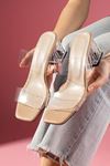 Rosella  Vizon Şeffaf Kemer Ve Şeffaf  Topuklu Terlik   