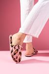 Alice Pudra Leopar Desenli Önü Kapalı Ev Terliği