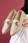 Lucia Vizon Gold Zincir Aksesuarlı Loafer Babet