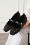 Rayo Siyah Gümüş Taş İşlemeli Gold Tokalı Ev Babeti